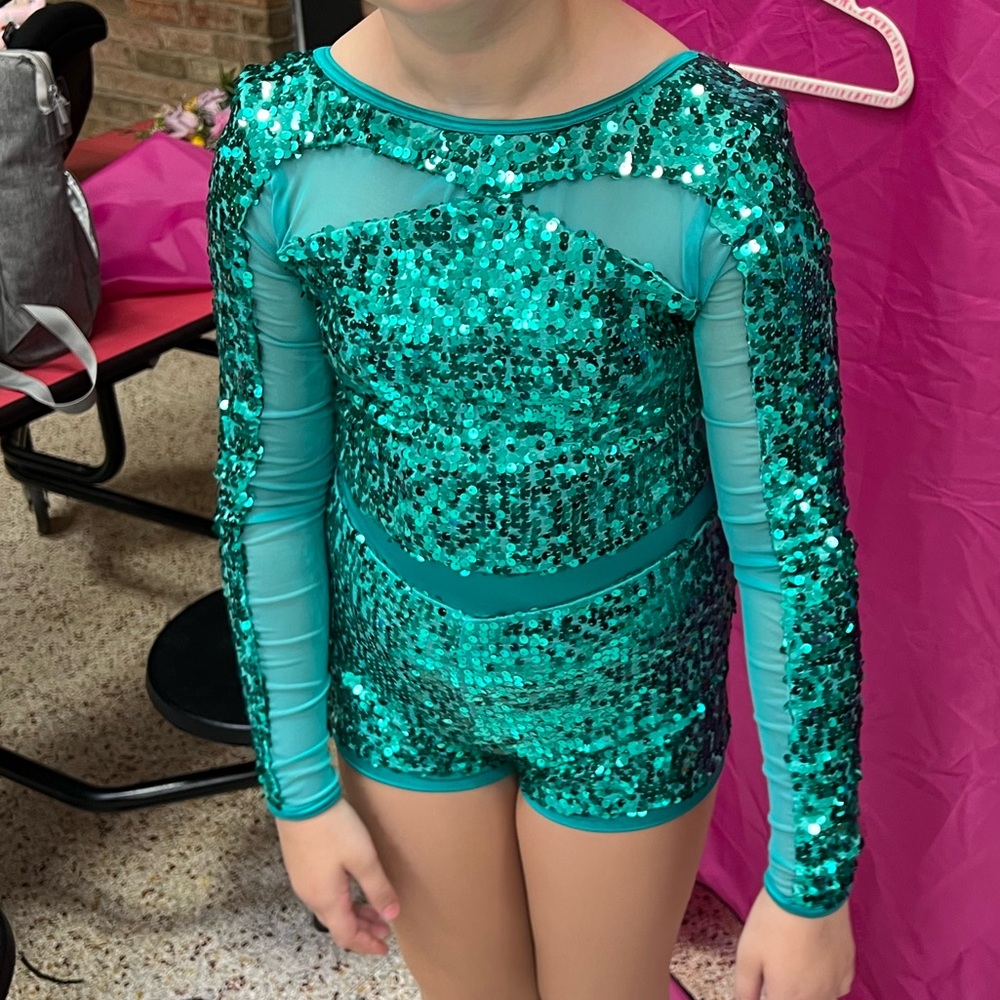 Teal Sequined Dance Costume